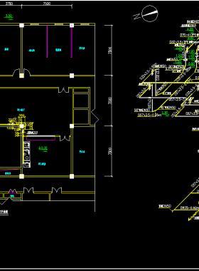 某職工食堂室內天然氣管道供氣平面、軸側圖燃氣設計施工圖DWG下載