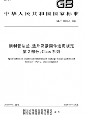 鋼制管法蘭、墊片及緊固件選用規(guī)定 第2部分：Class系列國標/T 43079.2-2023